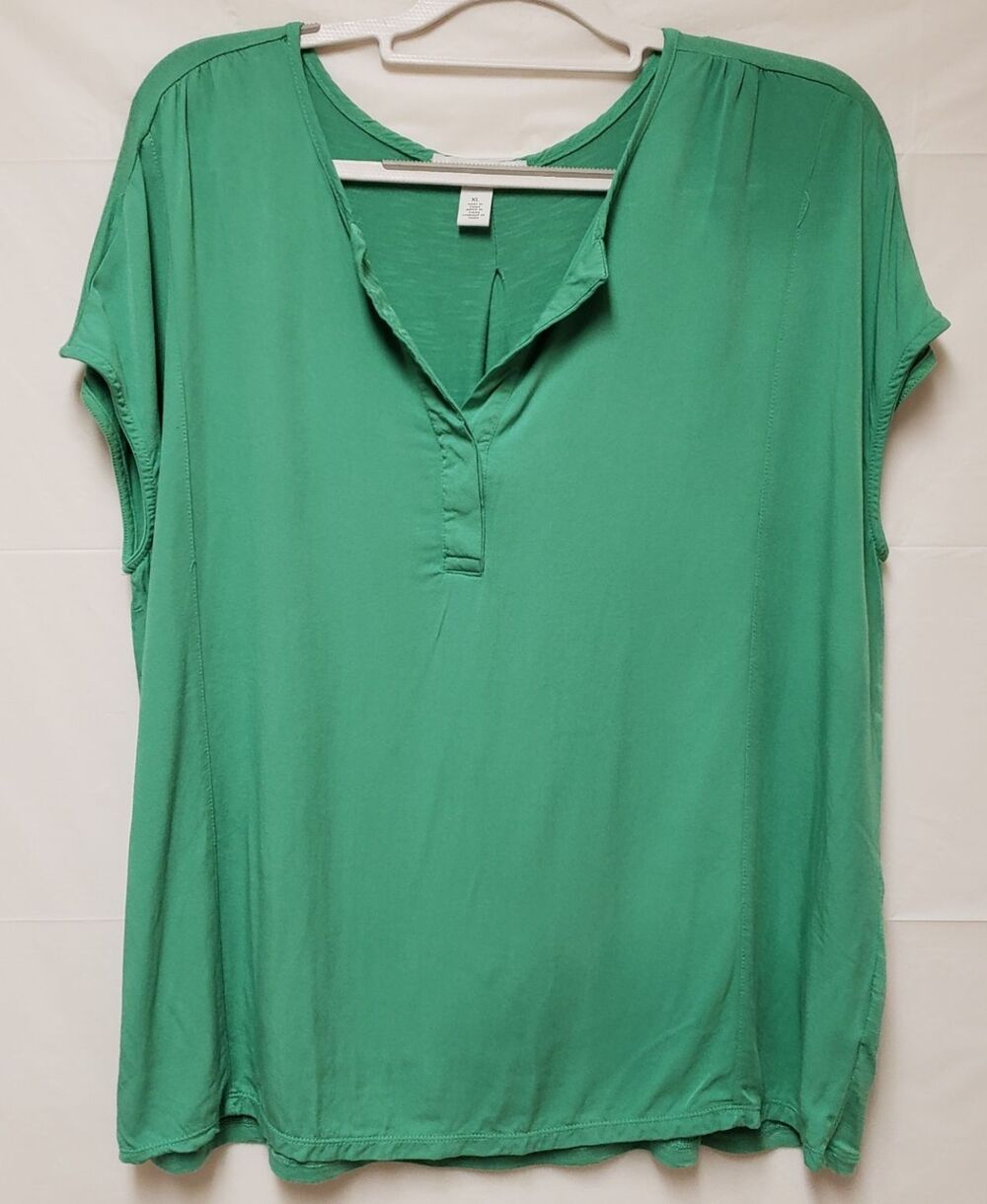 Nine West Women’s Kelly Green Short Sleeve Blouse XL NWOT Summer Work Casual Top
